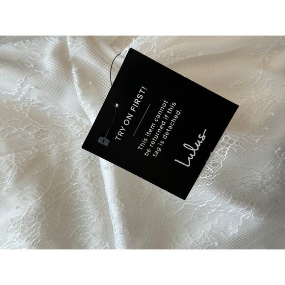 New ~ LULU'S LULUS ~ Powerful Heart White Lace Long Sleeve Bodycon Midi Dress M - Picture 8 of 10